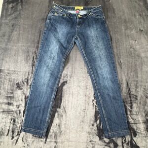Mecca Femme Jeans Womens 9/10 Blue Embroidered Y2K Straight Leg Denim
